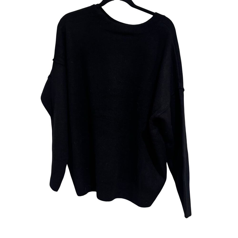 Vince Camuto Crewneck Lurex Star Sweater in Rich Black White Stars Size XL NWT - Picture 5 of 10